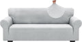ZNSAYOTX 1 Piece Jacquard Couch Covers for 3 Cushion Couch Living Room High Stretch Sofa Cover Pets Dogs Friendly Anti Slip Thickened Slipcovers Furniture Protector (Large, New Pattern Silver Grey) by ZNSAYOTX