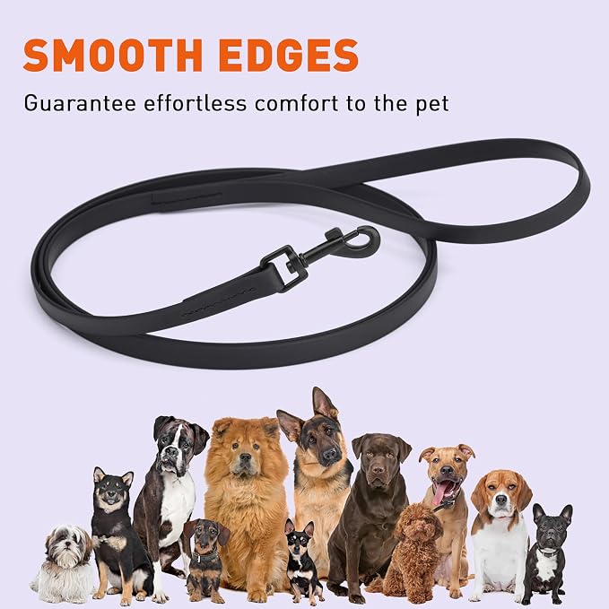 Dogline Biothane Waterproof 4ft Dog Leash Strong Coated Nylon Webbing with Black Hardware Odor-Proof Easy to Clean High Performance for Small or Large Dogs Made in USA 4ft Lead, Black - Image 8