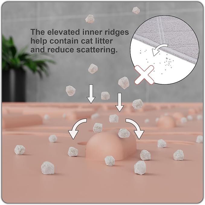 Cat Litter Mat, 23.5x16 Silicone Trapping Mat Coral | for Kitty Litter Box, Easy Clean, BPA Free Rubber, Center Litter Collection, Easy Pour-Back, Waterproof, Odor-Resistant - Image 3