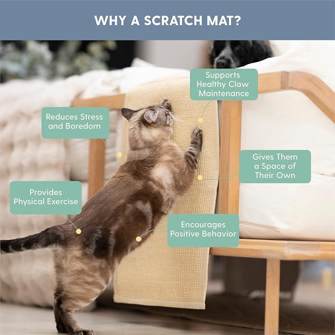 The Cat Ladies Cat Scratch Furniture Protector Mat - Couch Protector from Claws - Anti Scratch Furniture Protectors from Cats Scratching - Sisal Scratcher Pad - Beige - Image 6