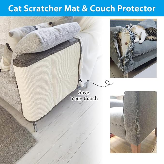 NATUYA Couch Cat Scratch Furniture Protectors from Cats-Sisal Cat Scratching Mat Furniture Guard for Sofa Cushion Chair Corner (Dark Gray, Left) - Image 2
