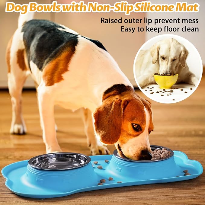 Hubulk Pet Dog Bowls 2 Stainless Steel Dog Bowl with No Spill Non-Skid Silicone Mat + Pet Food Scoop Water and Food Feeder Bowls for Feeding Small Medium Large Dogs Cats Puppies (Small, Turquoise) - Image 6