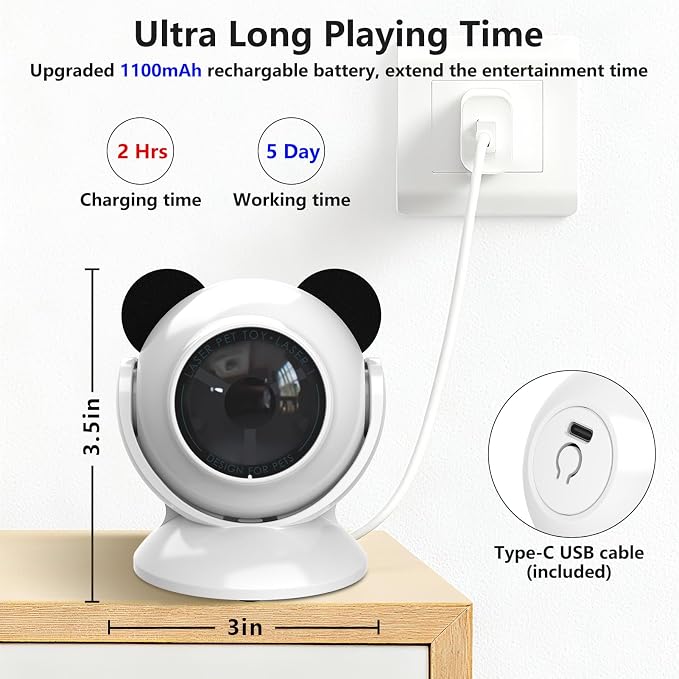 Saolife Laser Cat Toys for Indoor Cats, Truly Random Trjajectory, Suction Cup Design, Run Quiet, Interactive Cat Toy Automatic - Image 7
