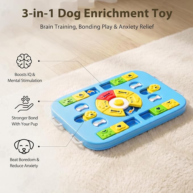 Dog Puzzle Toy, Treat Dispensing Dog Enrichment Toys, Blue | Interactive IQ Brain Stimulation, Slow Feeder Treat Dispenser, Non-Slip Durable, For Small Medium Large Dogs Cats Puppies - Image 4