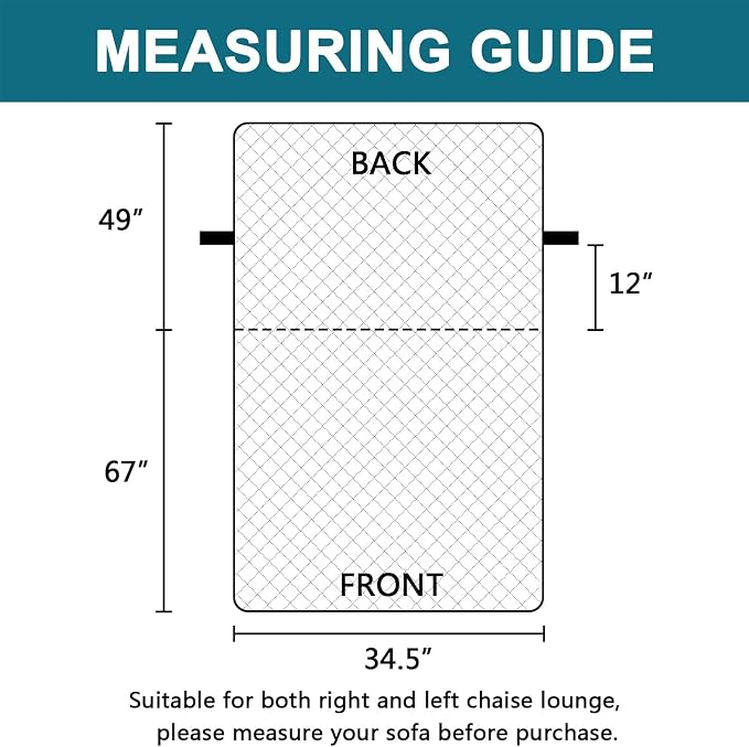 Turquoize 100% Waterproof Sofa Covers Chaise Lounge L Shape Sofa Protector Slip Cover Triple Non-Slip Sofa Slipcover for Chaise Sectional Couch Cover for Pets, Kids (Chaise, Navy) - Image 6