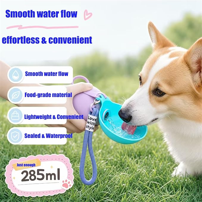 2 in 1 Portable Tumbler for Pet,2026 New 10Oz Stainless Steel Dog Water Bottle with Silicone Foldable Bowl - Image 4