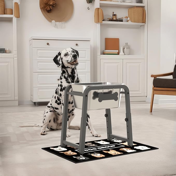 1.85 Gallon Elevated Dog Water Bowl, Height Adjustable (10.4–15.2'') Raised Stainless Steel Bowl with Spill-Proof Mat & Sturdy Metal Stand, Tip-Proof, Easy to Clean, Indoor & Outdoor Use - Image 7