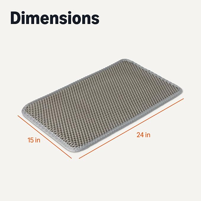 Amazon Basics Double-Layer Cat Litter Mat, Honeycomb Design, Waterproof & Urine-Proof, Non-Slip Scatter Control Trapper Mat, Easy Clean, Soft on Paws, Grey, 15" x 24" - Image 5