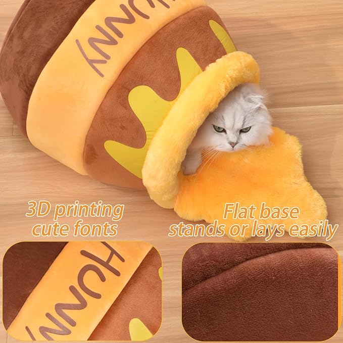 Honey Pot Cat Cave Bed, Soft and Thick Rebound Sponge Pet Nest with Removable & Washable Cushion, Cute Cartoon Design for Small Cats and Breeds - Image 4