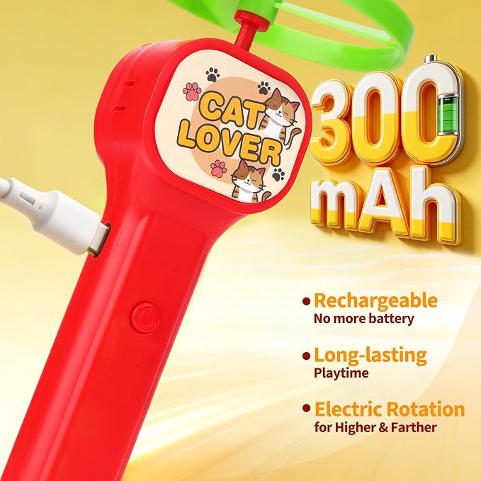 BABORUI Cat Toy Disc Launcher, Rechargeable Interactive Cat Fetch Toy Launcher with 8 Flying Discs, Flying Enrichment Toys for Indoor Bored Kittens & Adult Cats (Red-1) - Image 3