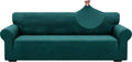 ZNSAYOTX 1 Piece Jacquard Couch Covers for 3 Cushion Couch High Stretch Sofa Cover for Pets Dogs Anti Slip Extra Large Sofa Slipcovers Furniture Protector (X-Large, New Pattern Blackish Green) by ZNSAYOTX