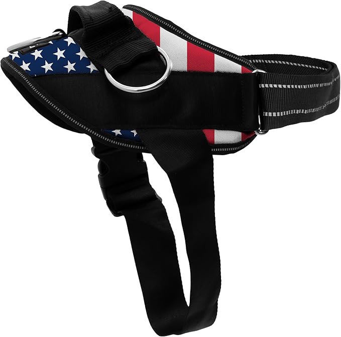 ShawnCo Essential Dog Harness, No-Pull Pet Vest (Stars and Stripes,S) | 3 Leash Clips, Easy On, No-Choke, Reflective, Adjustable Fit, Padded Comfort, Control Handle, For Small, Medium & Large Dogs by SHAWNCO