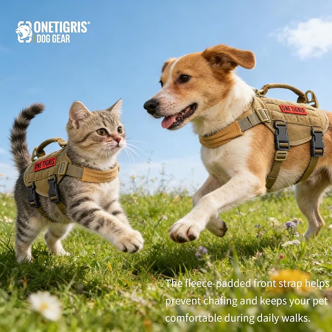OneTigris Tactical Dog Harness XXS Puppy Vest with Vertical Handle | Tactical XXS puppy harness with vertical handle & fleece padding. Quick-release for easy on/off. Ideal for training & walks. - Image 5