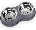 Epetslove Stainless Steel Dog Bowls Double Non-Slip Dog Water and Food Bowl | Pet Feeder Bowls, Dog Dishes, Raised Feeding Design, Double Bowls Set, For Puppies, Medium Dogs and Cats, Outdoor / Indoor by EpetsLove