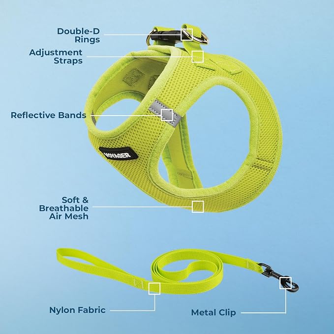 Voyager Step-in Air Cat Harness & Leash Set - Lime Green, M | 15 - 17" in Chest, Reflective Bands, All Weather Breathable Air Mesh, Cats Compatible, Fast Drying - Image 3