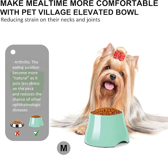 Dog Bowls,Cone Friendly Non Slip Single Dog Bowl with Stainless Steel Inner, Raised Bowls for Smll Dogs Spaniel Dogs Long Ear, High Capacity, M/2 Cup Mint Green - Image 3