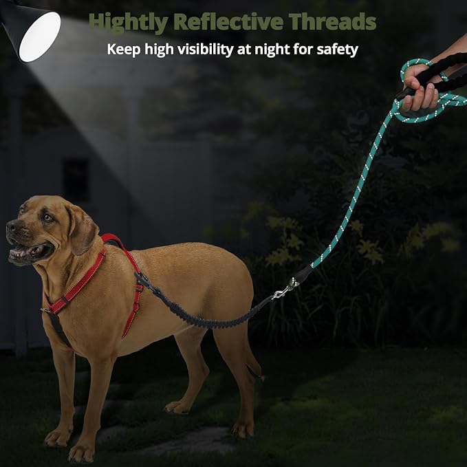 jenico Long Dog Leash 15FT: Heavy Duty Rope Leashes for Dogs Training with Swivel Lockable Hook Reflective Threads Bungee and Padded Handle - Dog Lead for Large Small Medium Dogs Outside Walking - Image 6