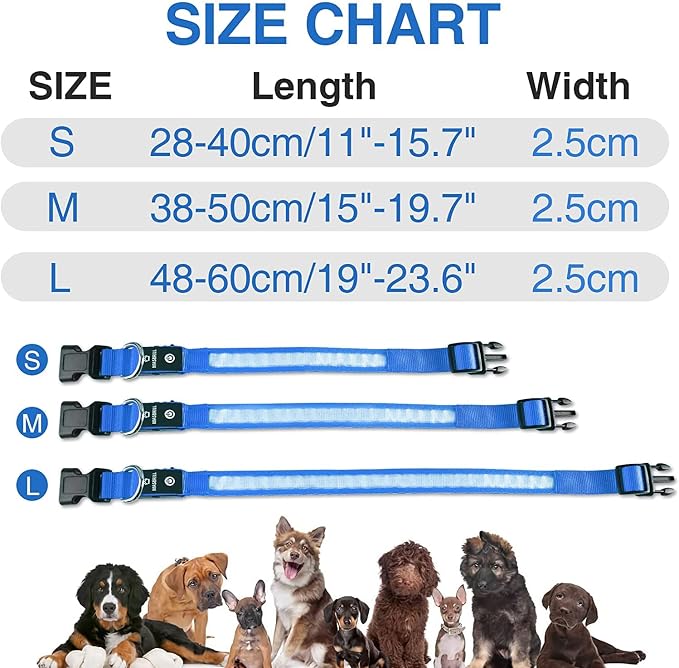 MASBRILL LED Dog Collar-Light Up Dog Collars Rechargeable Lighted Dog Collar Night Walking Glow Collar for Dogs - Image 3