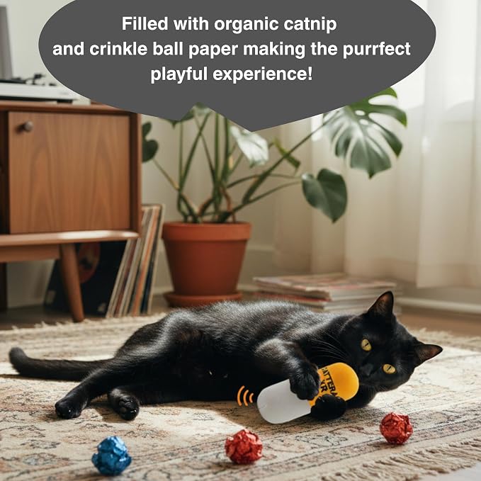 Smokey's Stash Catterall Catnip Toys – 4 Pack Plush Pill Toys with Potent Catnip & Crinkle Paper – Funny Parody Cat Toys for Indoor Cats & Kittens – Interactive Kicker Toys - Image 4