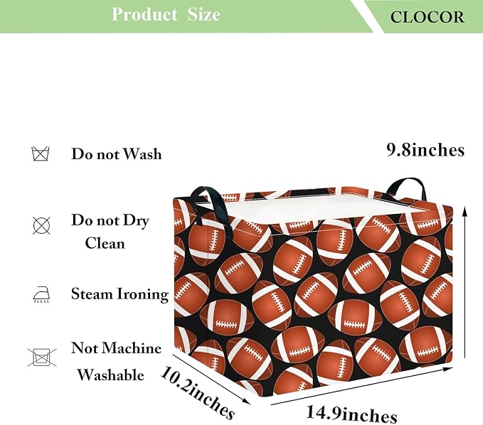 CLOCOR Rectangular Storage Basket Empty,Gift Basket,Waterproof Storage Bin with Handles,Room Decor(Big Rugby) - Image 6