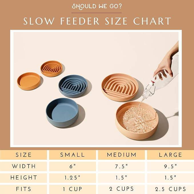 Should We Go? Slow Feeder Dog Bowls - Medium Size Silicone Slow Eating Dog Bowl for Puppies & Dogs with Suction Cup -Dishwasher-Safe, Lick Mat Design, Reduces Gulping,for All Breeds,7.5”x1.5”- Tan - Image 6