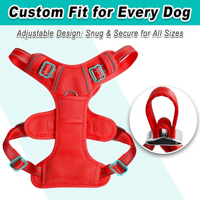 BARKBAY Dog Harness for Medium Sized Dog No Pull Mesh 2 Clips Dog Vest | Control Handle,Comfort,Heavy Duty,Adjustable Reflective,Perfect for Outdoor Training, Walking,Hiking(M,Red Mesh) - Image 6