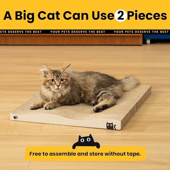 Cat Scratcher, Durable Scratch Pad, Corrugated Cardboard Scratching Board for Indoor Cats, Heavy Duty, Double-Sided Usability, Recyclable, with Catnip, 2 Pack - Image 9