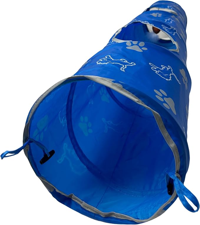 NFL Detroit Lions Cat Tunnel Tube Toy with Plush Football Catnip and Feathers Collapsible Tunnel for Cats to Play, Peek and Hide, Sporty & Fun Cat Tunnel Toy with Team Logo All-Over Design! - Image 4