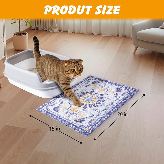 ondware Cat Litter Mat 20 x 15 in, Waterproof Non-Slip, Washable | Traps scattered litter, soft PVC mesh, paw-friendly, easy rinse clean, helps keep floors tidy - Image 3