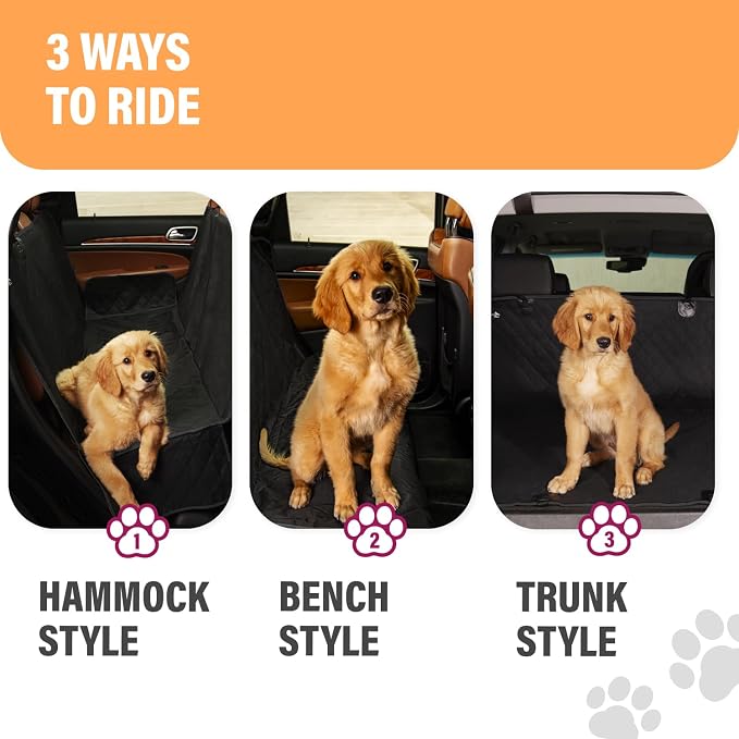 Active Pets Black Standard Dog Car Hammock Back Seat Cover, Waterproof Backseat Cover Protector for Truck Bench Rear of Sedans or SUVs, Essential Pet Supplies Vacuum or Wipe Clean, Machine Washable - Image 7
