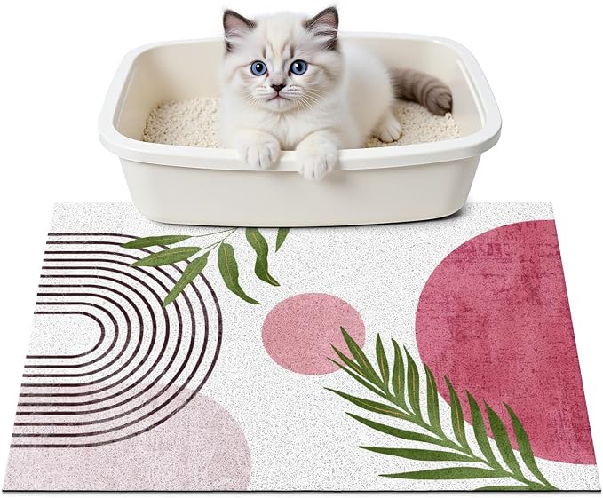 Cat Litter Mat Litter Trapping Mat, 24"x15" Waterproof Urine Proof Litter Box Mat Catcher Mat Non-Slip Washable for Kitty Kitten, Pink by Unknown