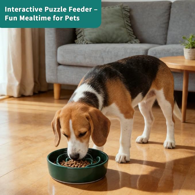 Slow Feeder Dog Bowls Small Breed, 0.6 Cup Ceramic, Non-Slip | Heavy Ceramic For Indoor Feeding, Stable Base Helps Limit Sliding, Puzzle Bowl For Small Breed Dogs - Image 6