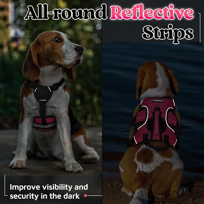 rabbitgoo Escape Proof Dog Harness for Small, No Pull with Lift Handle | No Escape, Full Soft Padded, Reflective Adjustable Vest, Leash Clip for Walking Hiking Training, Peach Pink, Small - Image 8