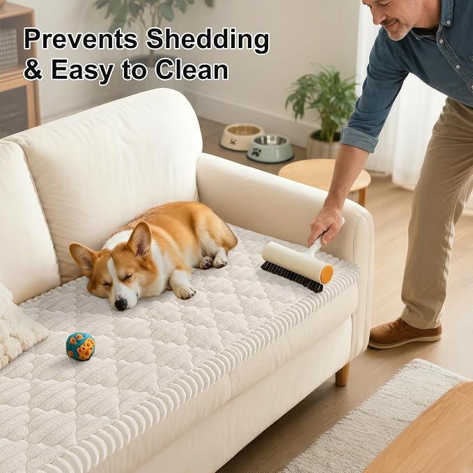 Smiry Couch Cover for Dogs Washable, Non Slip Fuzzy Pet Sofa Protector | Soft Thick Furniture Cover for Sofa, Loveseat and Sectional, Scratch & Pet Hair Resistant (White, 27.6" x 27.6") - Image 6