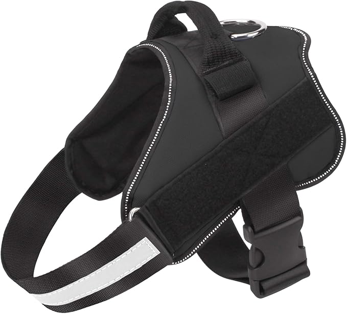 Dog Harness, No-Pull Reflective Dog Vest, Breathable Adjustable Pet Harness with Handle for Outdoor Walking - No More Pulling, Tugging or Choking (Black, M) by Bolux