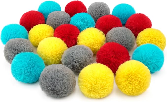 CHIWAVA 24PCS 1.8" Catnip Furry Cat Toys Ball Soft Pom Pom Balls Kitten Toy | Assorted Color Chasing Quiet Play, Lightweight Interactive Fetch Balls, Great for Indoor Kitten Activity Daily Plays - Image 8