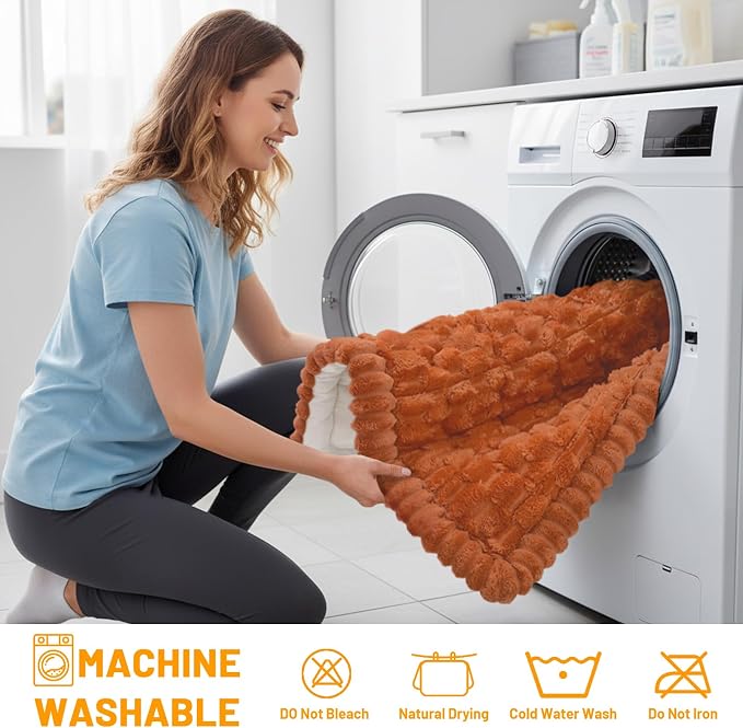 Smiry Non Slip Couch Covers for Dogs, Scratch Resistant Pet Sofa Protector | Machine Washable Soft Fuzzy Thick Furniture Cover for Sofa Loveseat Sectional Large Dogs, Rust, 27.6" x 82.7" - Image 8
