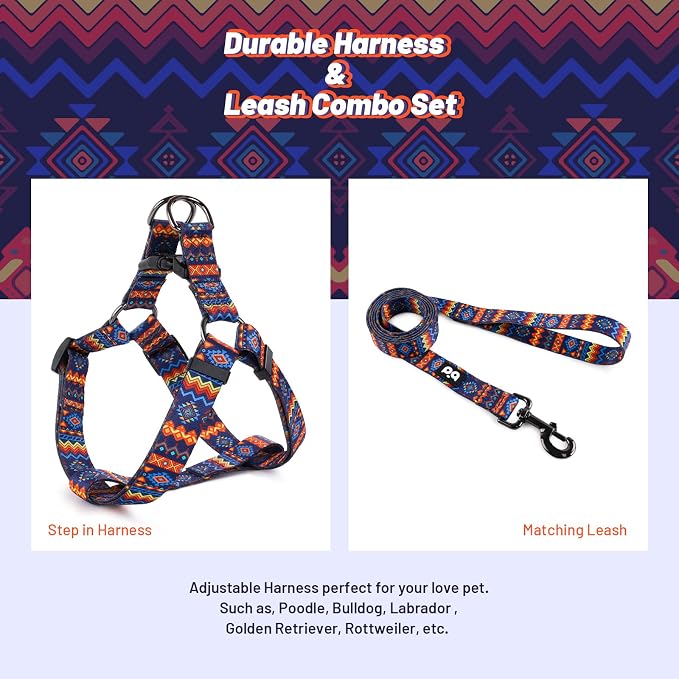 Dog Harness Leash Set Adjustable Heavy Duty No Pull Halter Harnesses for Small Medium Large Breed Dogs Back Clip Anti-Twist Perfect for Walking - Image 5