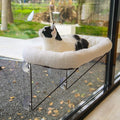 Zakkart Cat Window Perch - 100% Metal Supported from Below - Comes with Warm Spacious Pet Bed - Cat Window Hammock for Large Cats & Kittens - for Sunbathing, Napping & Overlooking (White) by Zakkart