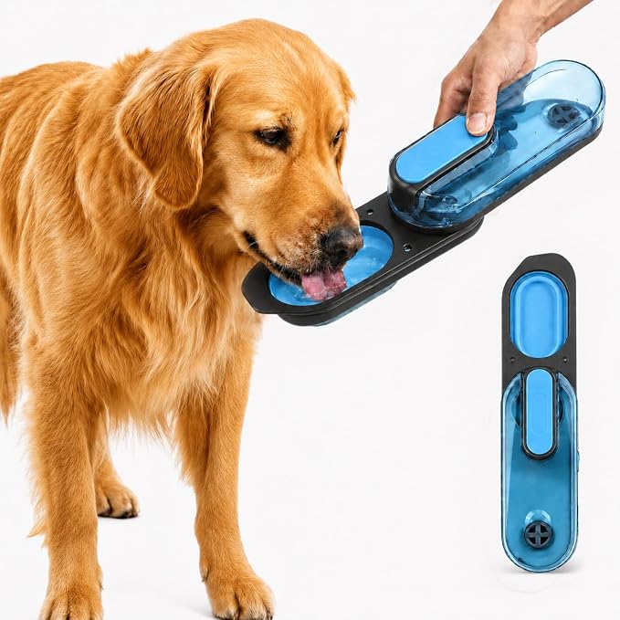 Dog Water Bottle Portable, 11.8 oz(350 ml) | Leak-Proof, BPA-Free, Lightweight, Foldable for Hiking, Walking, Car Rides, Blue by Unknown