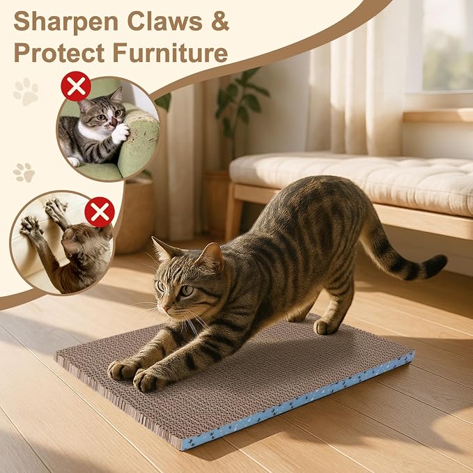 Cat Scratcher Pads, Cat Scratching Cardboard for Indoor Cats 14″Lx10.6″Wx0.6″H Dual-Side Corrugated Cats Scratching Post Reusable Supplies (2PCS) - Image 4