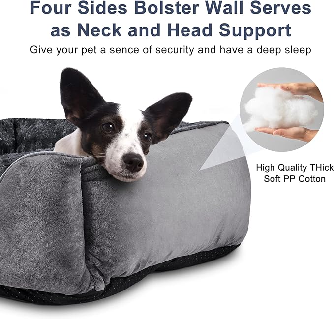 JOEJOY Rectangle Dog Bed for Large Medium Small Dogs - Washable Orthopedic Sofa Bed, Soft Breathable Puppy & Pet Cuddler, Durable Calming Dog Bed with Anti-Slip Bottom, Multiple Sizes, Dark Grey - Image 3