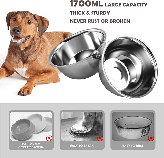 SHAINFUN Elevated Dog Bowls with Slow Feeder & Mat for Medium Large Dogs, Adjustable Height, Raised Dog Bowl Stand with 2 Stainless Steel 58oz Bowls, Tall Dogs Food Water Bowl Wooden & Metal Holder - Image 6
