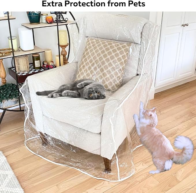 Evelots 2-Pack Clear Vinyl Recliner Covers, Spill-Resistant Protectors | Shields Furniture From Pet Claws, Stains, Dust and Spills, With a Durable Waterproof Design for Everyday Use or Home Storage. - Image 2