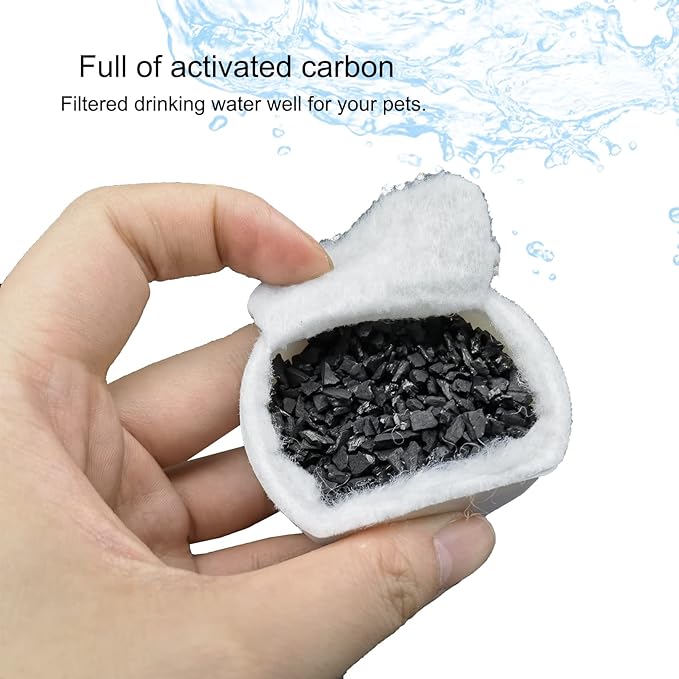 8 Pack Pet Fountain Replacement Filters, 4 Carbon and 4 Foam Pre-Filters | For Select Ceramic and Stainless Pet Fountains; Carbon Reduces Odors, Foam Catches Hair and Debris to Support Pump Care - Image 2