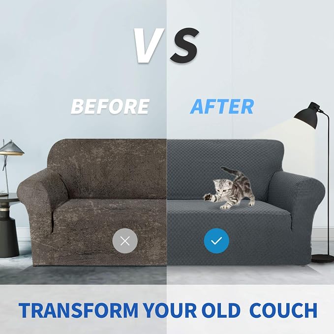 ZNSAYOTX 1 Piece Jacquard Chair Slipcovers for Living Room High Stretch Chair Covers with Arms Anti Slip Pets Friendly Couch Sofa Armchair Cover Furniture Protector (Chair, Dark Grey) - Image 3