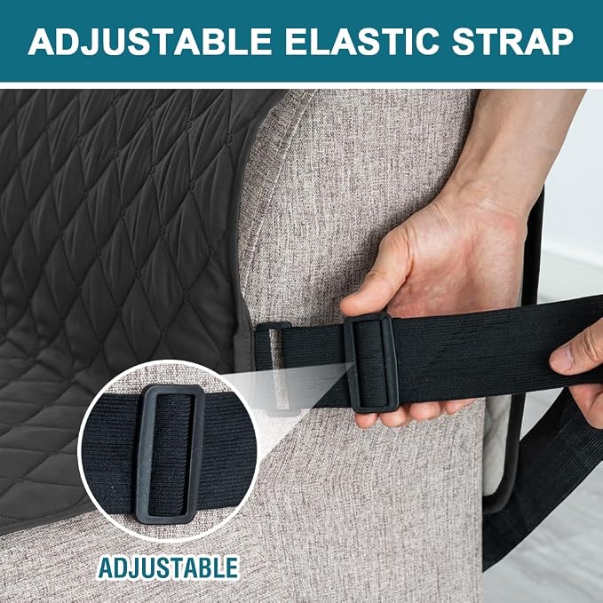 Turquoize 100% Waterproof Futon Cover Futon Slipcover Washable Armless Sofa Bed Slipcover Protector Seat Width Up to 70" with Adjustable Elastic Strap Anti-Slip for Dogs, Black - Image 5