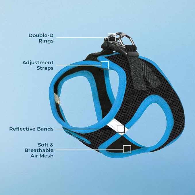 Voyager Step-in Air Dog Vest Harness - Black/Blue Trim, X-Large | 20.5 - 23" in Chest, Reflective Bands, All Weather Breathable Air Mesh, Cats Compatible, Lightweight, Fast Drying - Image 4