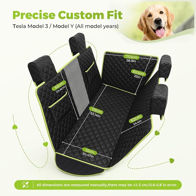 Dog Car Seat Cover for Tesla Model 3 Model Y, Scratch-Resistant Leather with 360° Full Coverage, Non-Slip Car Dog Hammock with Window Flap Insert Fixing, Waterproof Car Seat Protector for Back Seat - Image 7