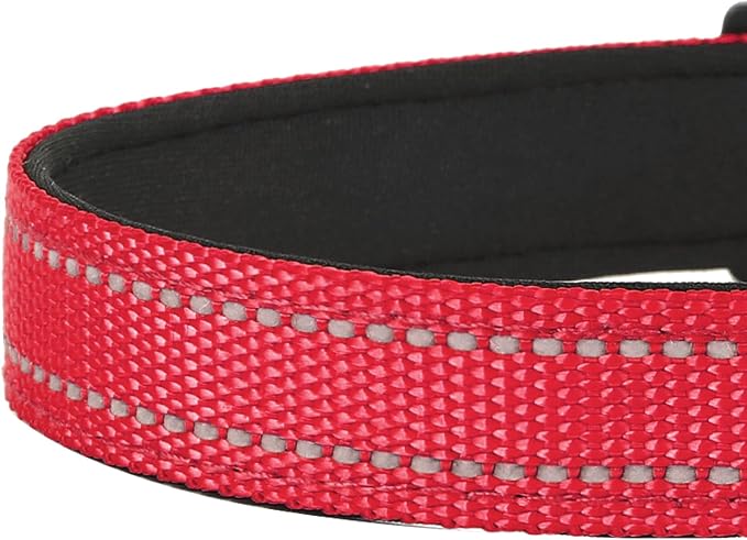Reflective Dog Collar, Adjustable Soft Neoprene Padded,Red,XS | Breathable Nylon for Puppy Dogs Cats,Tear-Resistant Webbing,Chafe‑Free on Walks and Hikes,Metal D-Ring,Night Safety - Image 5